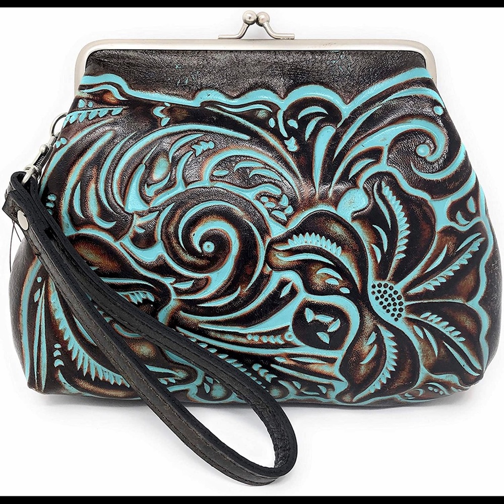 Patricia Nash Savena Hand Bag NEW Cognac Turquoise